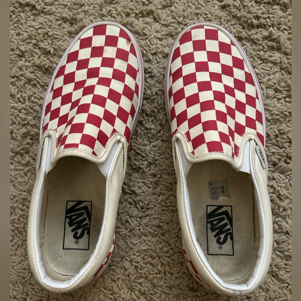 Red/White checkered slip on sneaker